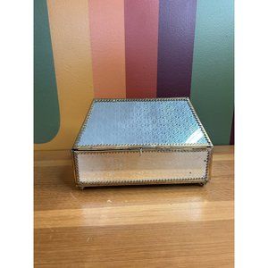 Vintage brass and glass mirrored jewellery box catch all